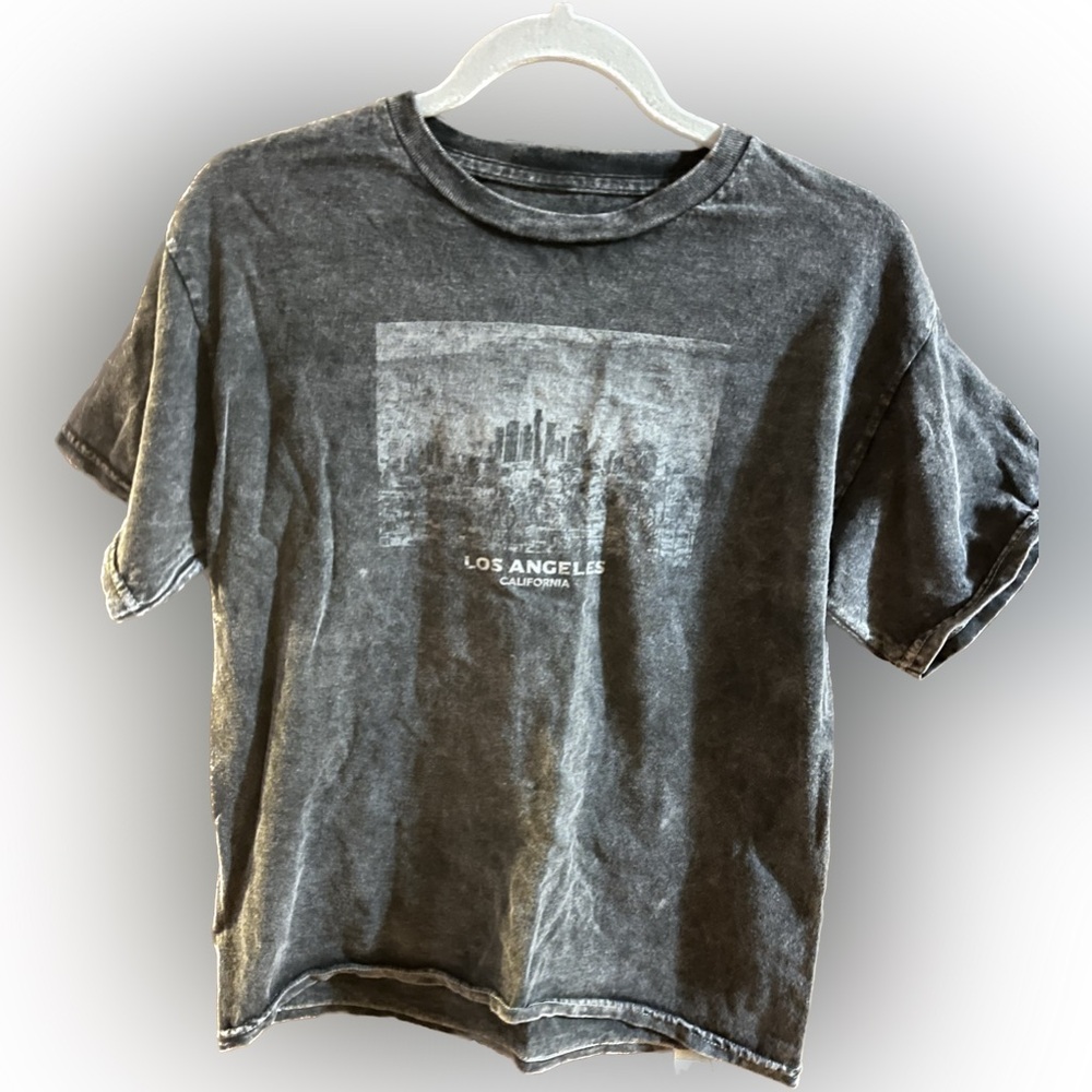 Tillys Full Tilt Girls Size XL Los Angeles California Washed Gray Black T Shirt